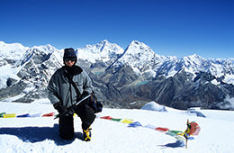 Rowan Castle on the summit of Mera Peak, Nepal.