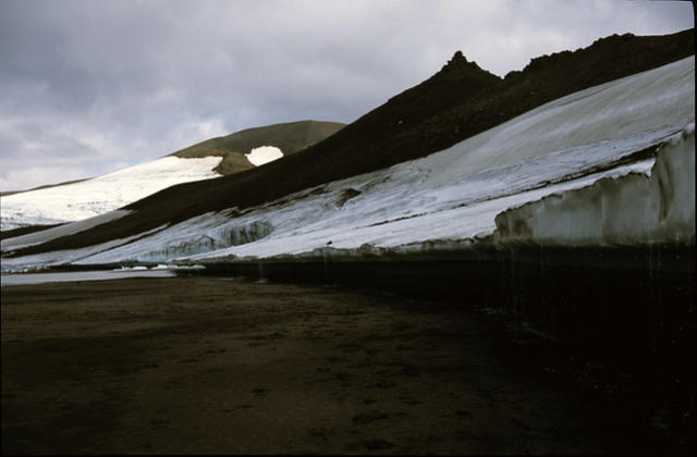 The ice shelf and dry lake bed.