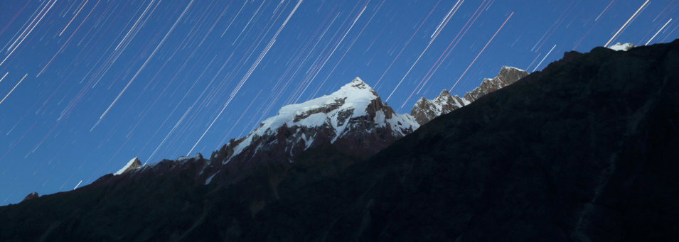 Star trails over Liligo Peak, Pakistan