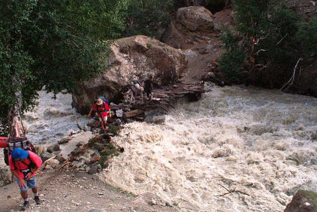Crossing the fierce river near Naltar Lake